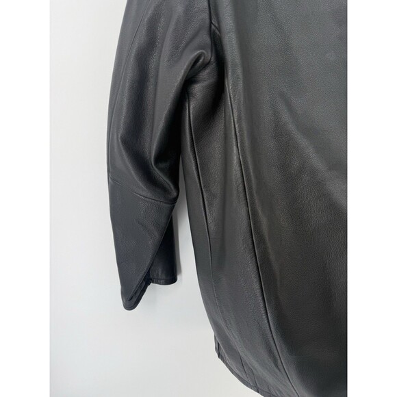 Claiborne Leather Jacket Coat Black Pebble Grain Full-Zip Men's Large Coat - Picture 11 of 16
